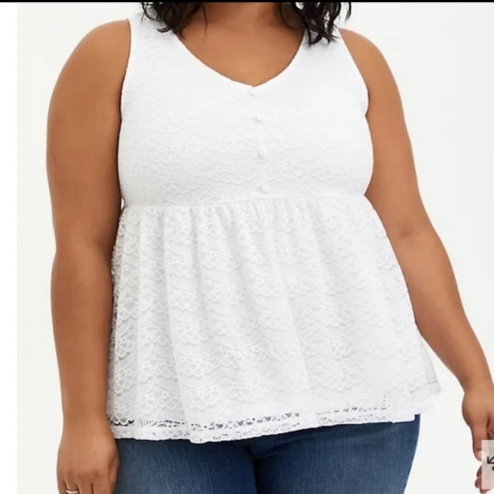 Torrid White Lace Babydoll Top Tank Blouse Size 5 5X - Picture 2 of 13